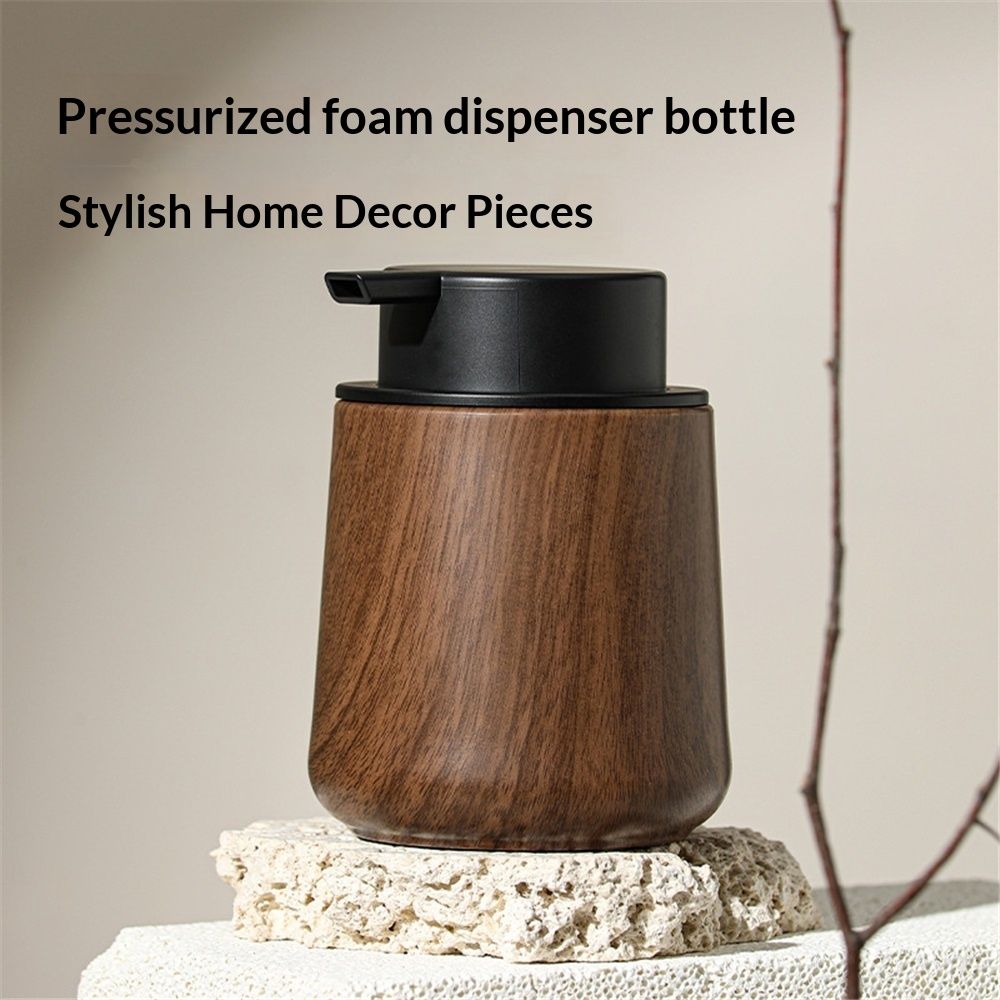 Lotion Dispenser - 250ML Refillable Hand Soap Dispenser Bathroom, Modern Liquid Soap Dispenser with Pump, Dish Dispenser for Kitchen,Walnut wood grain