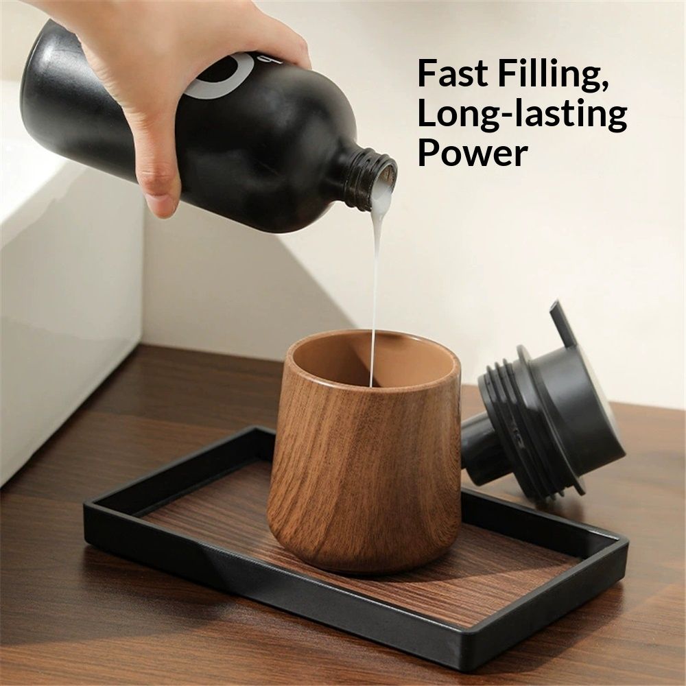 Lotion Dispenser - 250ML Refillable Hand Soap Dispenser Bathroom, Modern Liquid Soap Dispenser with Pump, Dish Dispenser for Kitchen,Walnut wood grain
