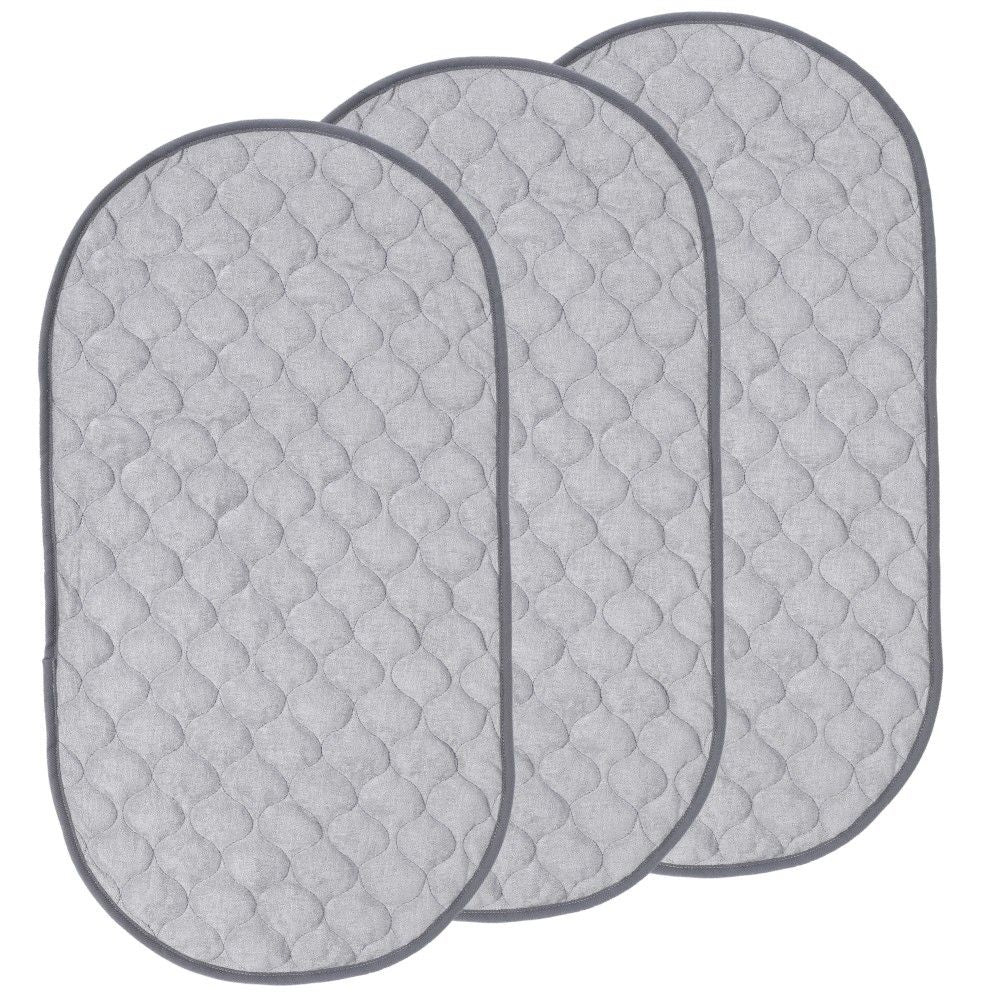 Quilted Thicker Waterproof Changing Pad Liners 3 Count Diaper pad, skin friendly bamboo cotton care pad, waterproof diaper pad, reusable diaper pad（gray oval）