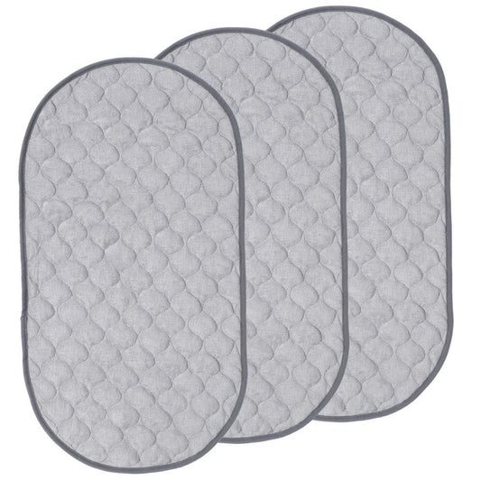Quilted Thicker Waterproof Changing Pad Liners 3 Count Diaper pad, skin friendly bamboo cotton care pad, waterproof diaper pad, reusable diaper pad（gray oval）