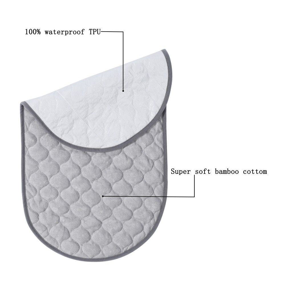 Quilted Thicker Waterproof Changing Pad Liners 3 Count Diaper pad, skin friendly bamboo cotton care pad, waterproof diaper pad, reusable diaper pad（gray oval）