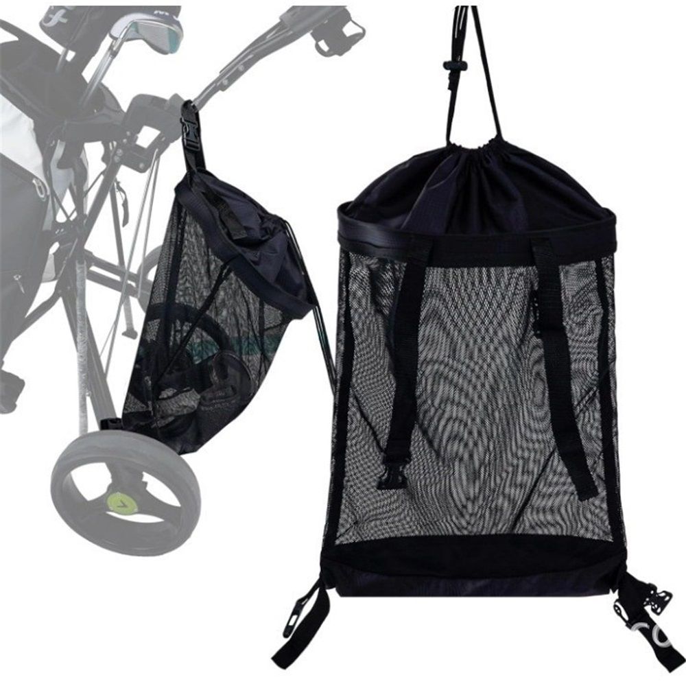 Golf Push Cart Storage Bag,Golf Cart Organizer, Backside Extension Storage Bag,Closure Push Cart Net Mesh Accessories（black 60x41cm）