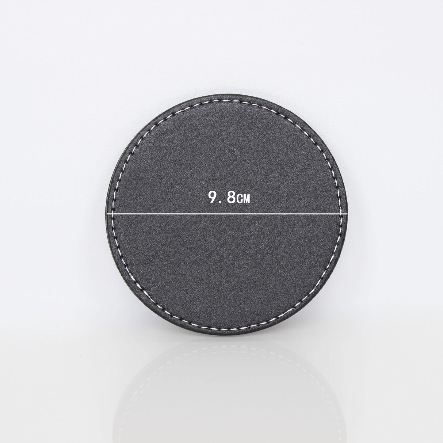 Drinks Coasters with Holder, Pu Leather Coaster Sets of 6 for Tabletop Protection Cup Mat for Drinks 4 Inches (Black)