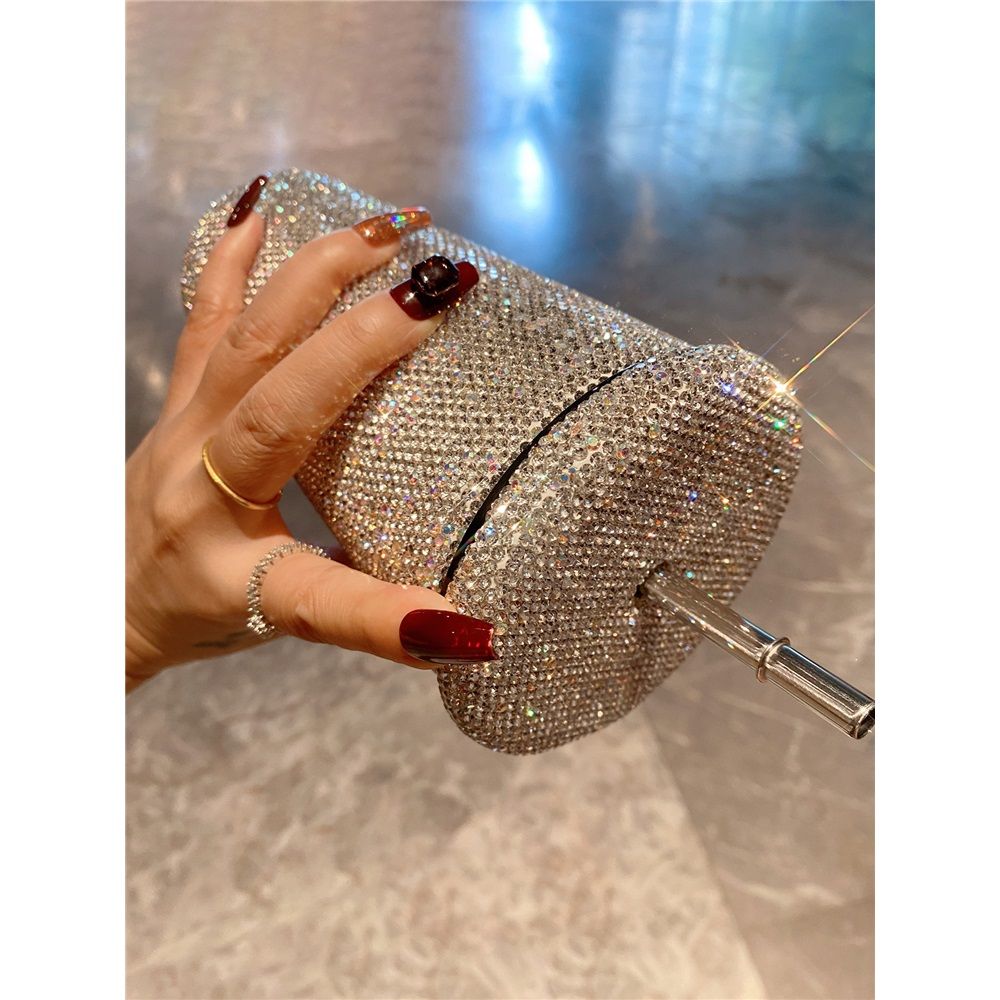 Diamond Bling Water Tumbler With Lid And Straw, Vacuum Insulated Stainless Steel, Reusable Large Handmade Sparkly Tumbler for Women, Mixed white diamond