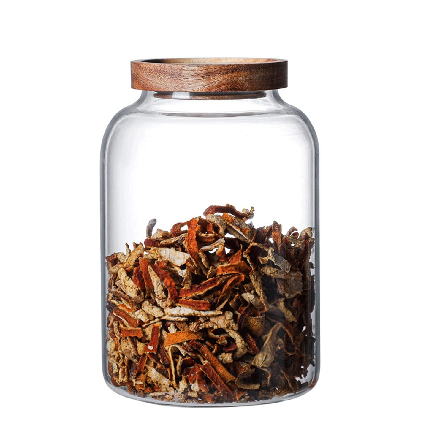 Glass Food Canisters, Kitchen Serving Stoarge Container with Airtight Wooden Lids, Cereal Dispenser Jars for Spaghetti Pasta, Powder, Spice, Tea, Coffee (2500ml)