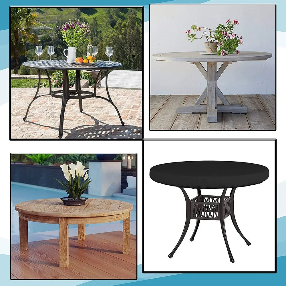 Round Tablecloth,  Waterproof Elastic Fitted Table Covers 76*10cm Tables, Wipeable Backed Plastic Table Cloths for Picnic, Camping, Outdoor - Black