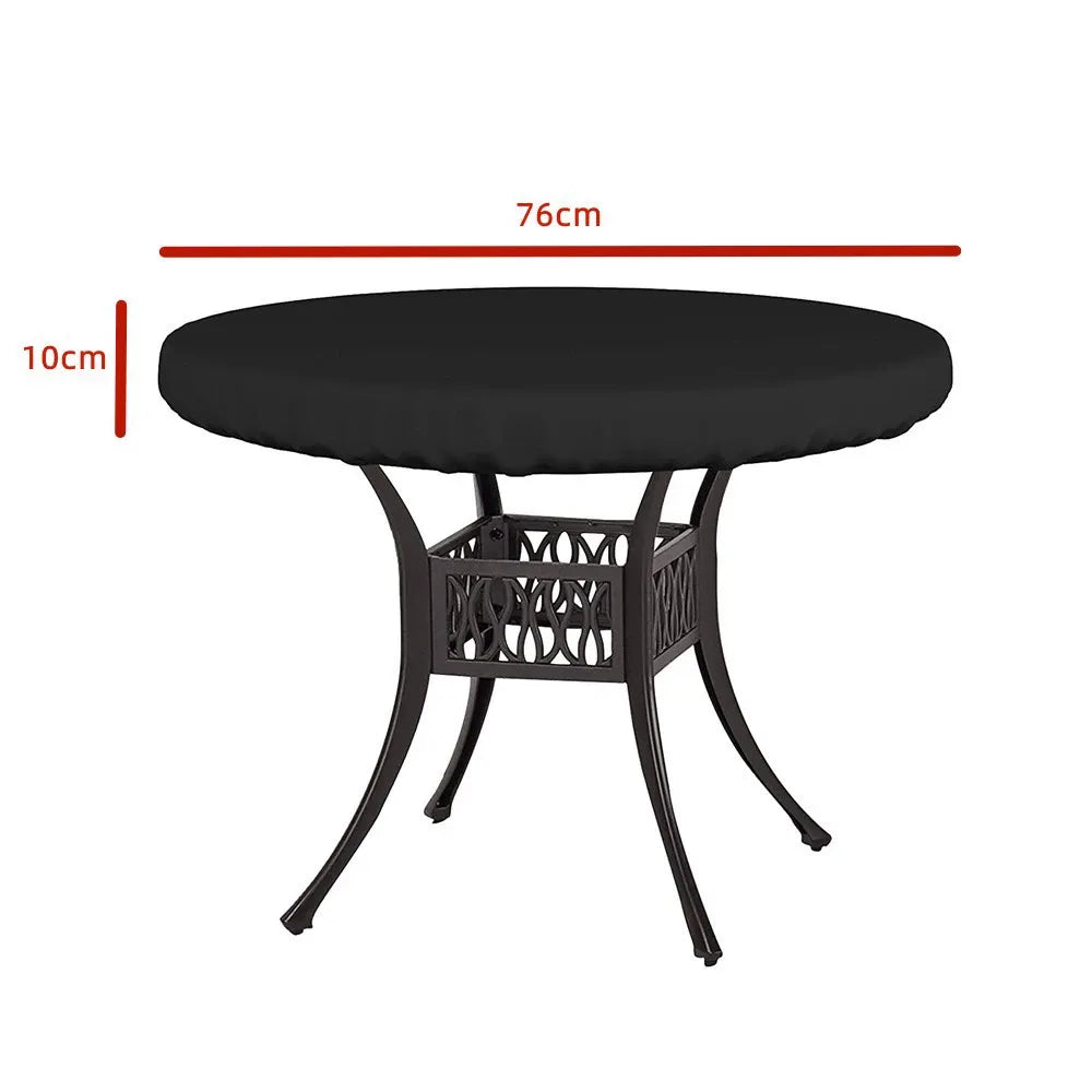 Round Tablecloth,  Waterproof Elastic Fitted Table Covers 76*10cm Tables, Wipeable Backed Plastic Table Cloths for Picnic, Camping, Outdoor - Black