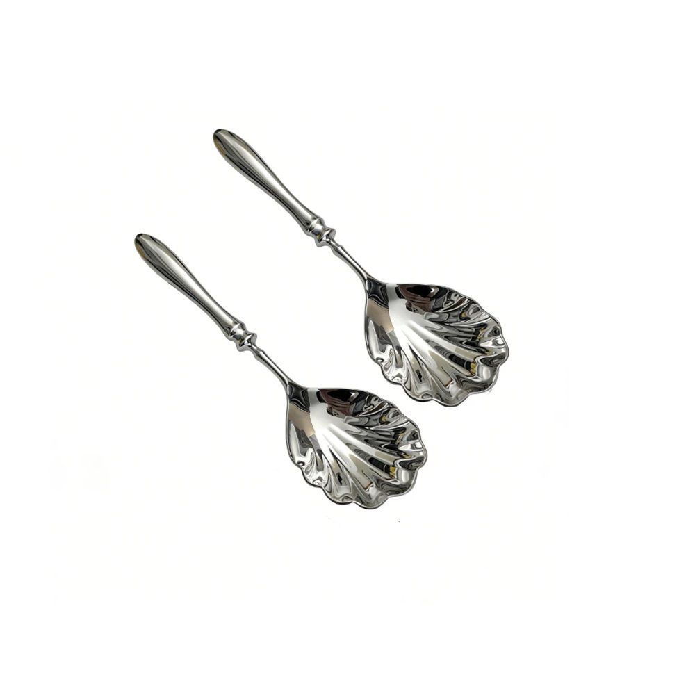 2-piece large service spoon set, 304 stainless steel catering utensils, used for party buffet dinner banquet cooking kitchen foundation, (silver)