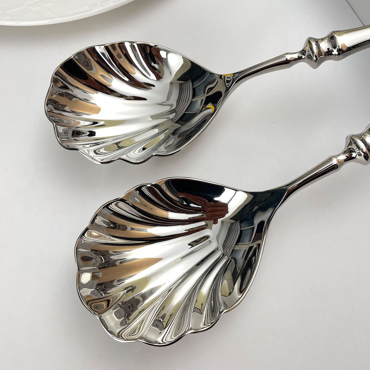 2-piece large service spoon set, 304 stainless steel catering utensils, used for party buffet dinner banquet cooking kitchen foundation, (silver)