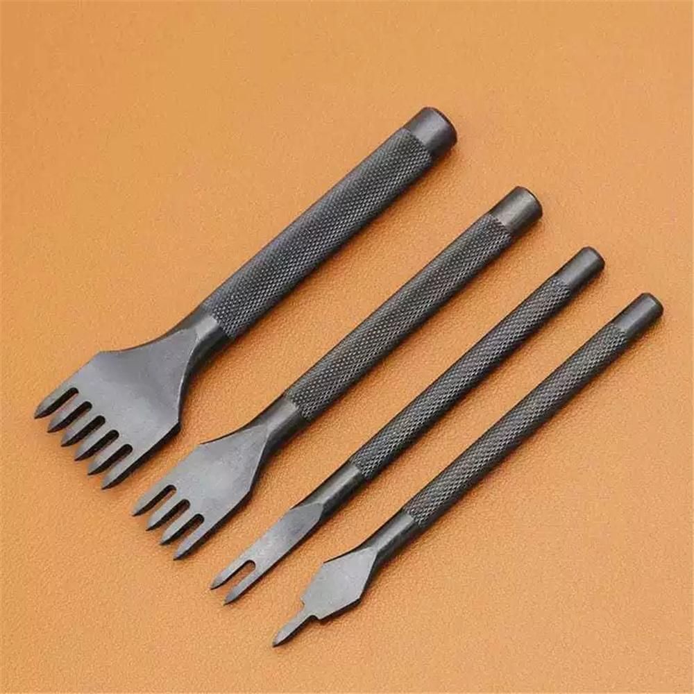 3mm Leather Craft Tools Set 1/2/4/6Prong DIY Diamond Stitching Leather Punch, Tapered Punch with Inner Teeth Polishing for Smooth Labor-Saving Operation