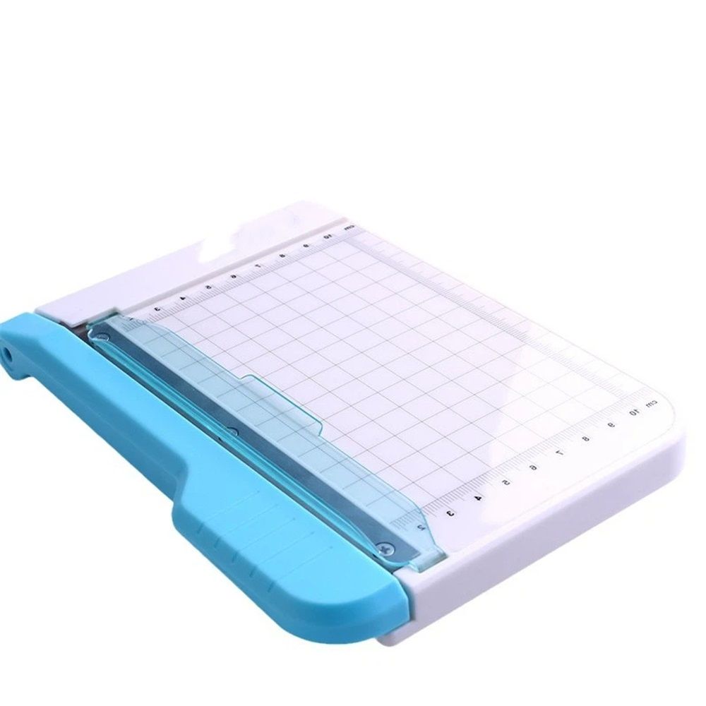 Paper Cutter Mini Paper Trimmer Guillotine Cutter 6 Inch Grid Line Panel Scale Paper Cutter for Craft Paper Photos Cards Scrapbooking Office Home Supplies(Blue+White)