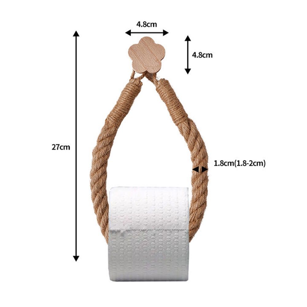 2pcs Hand woven paper holder, solid wood non perforated toilet tissue box, towel storage rack, face towel storage rack（Plum blossom style）