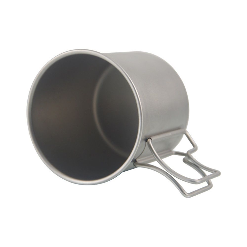 Titanium stainless steel convenient mouth cup, outdoor camping foldable handle cup, travel tea making and boiling cup（8cm）