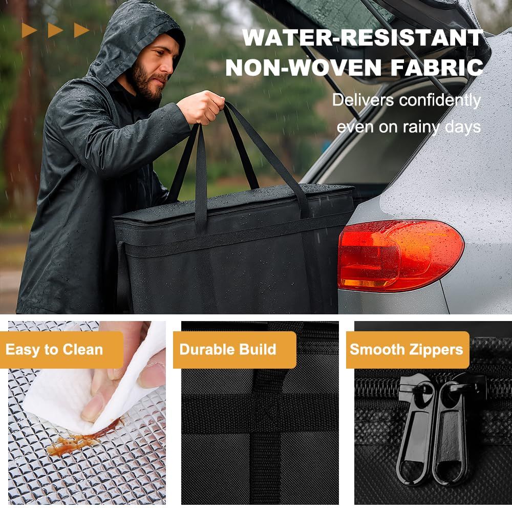 Insulated Food Delivery Bag Cooler Bags Keep Food Warm Catering Therma for doordash Catering cooler bags insulated catering bag   shopper accessories hot  (Black)
