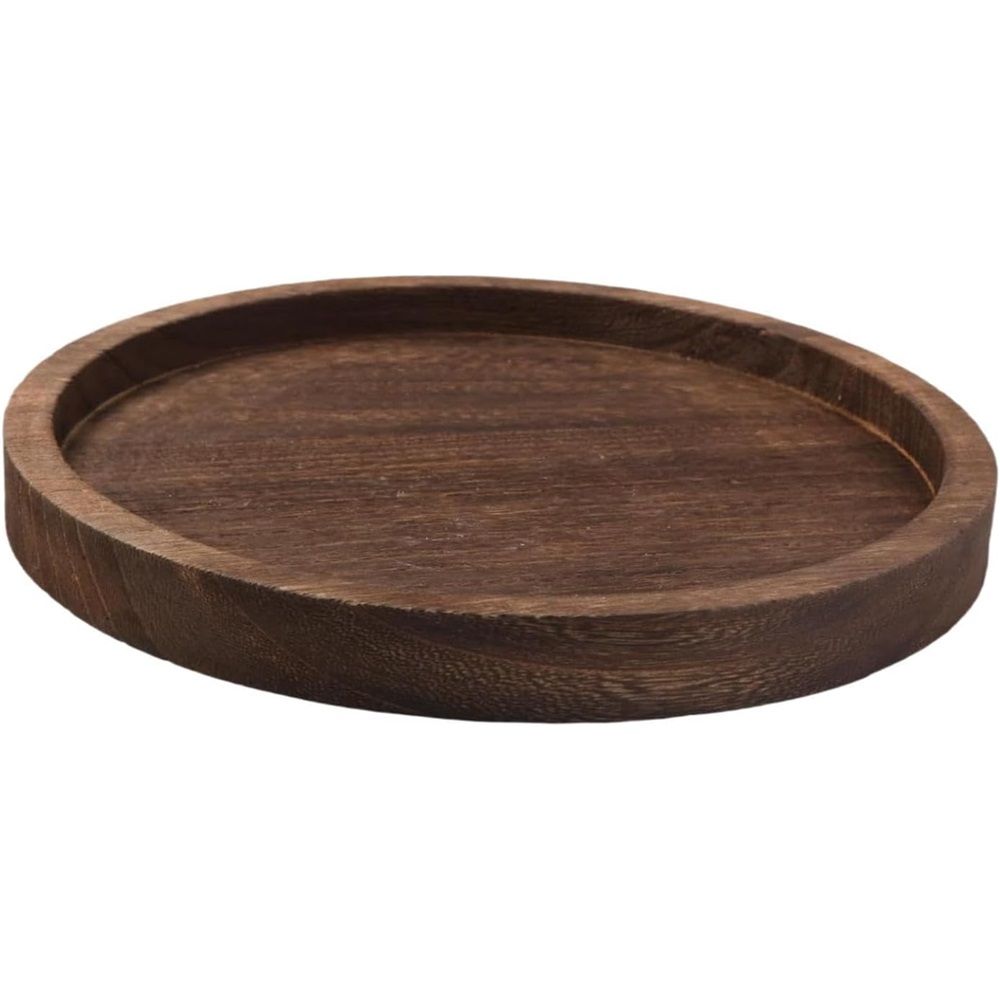 Wooden Black Round Tea Cup Tray Home Serving Plate Tea Coasters for Coffee Wooden for Drinks Bottom for Drinking Cup Coaster Wood 1Pcs（carbon black）