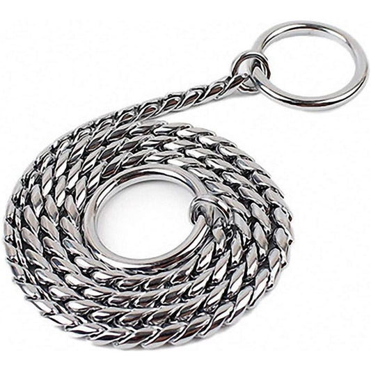 Dog P snake chain titanium steel metal dog training plug/collar is recommended for professional training (silver 4.5 * 45cm)