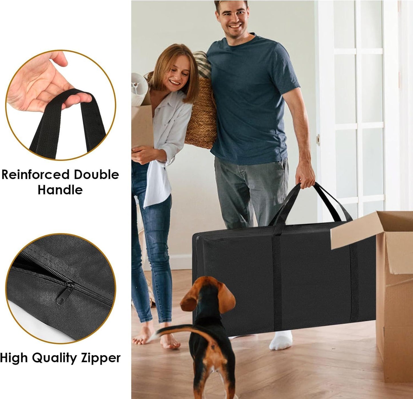 420D Oxford Fabric Table Leaf Storage Bag Padded 1 Pack, Waterproof Heavy Duty Dining Table Leaf Bag w/Adjustable Closure,52 * 28 inches, Black