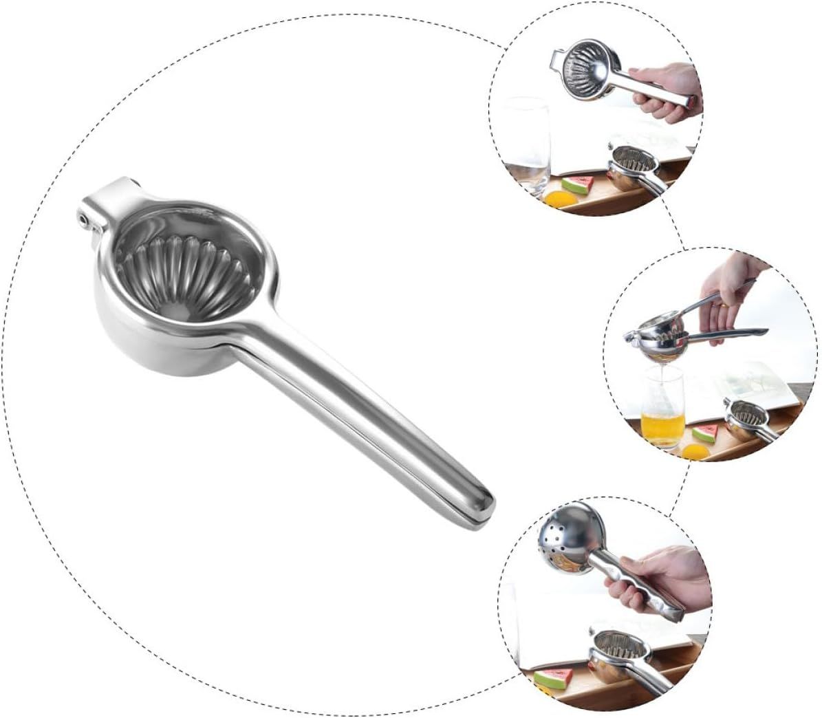Lemon Lime Squeezer,Stainless Steel Hand Press Citrus Juicer with Grooved Bowl, Heavy-Duty Hinged Handle, High Juice Yield, Easy to Use & Dishwasher Safe（large size）