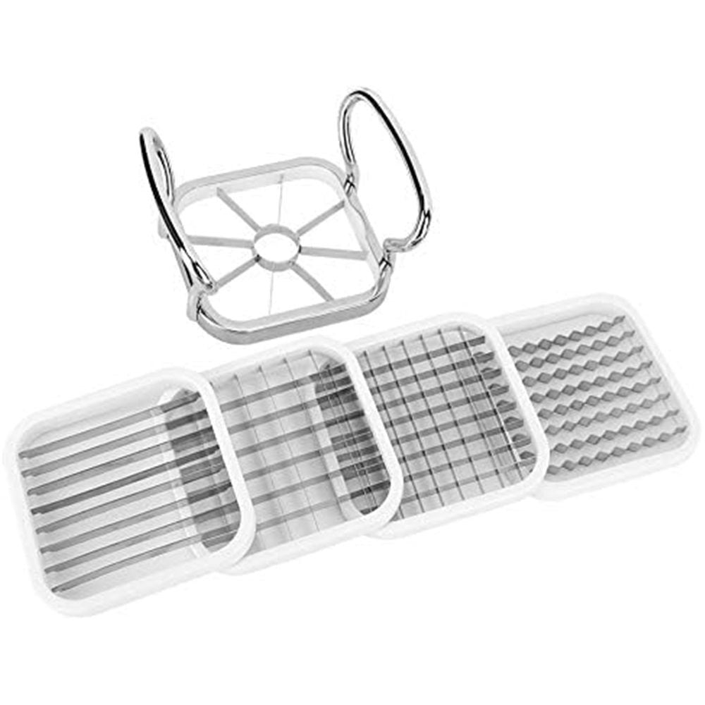 Fry Maker, 5in 1 Stainless Steel Potatoes Fruit Cutter Chipper Chopper Maker French Fry Tool Kitchen Gadgets