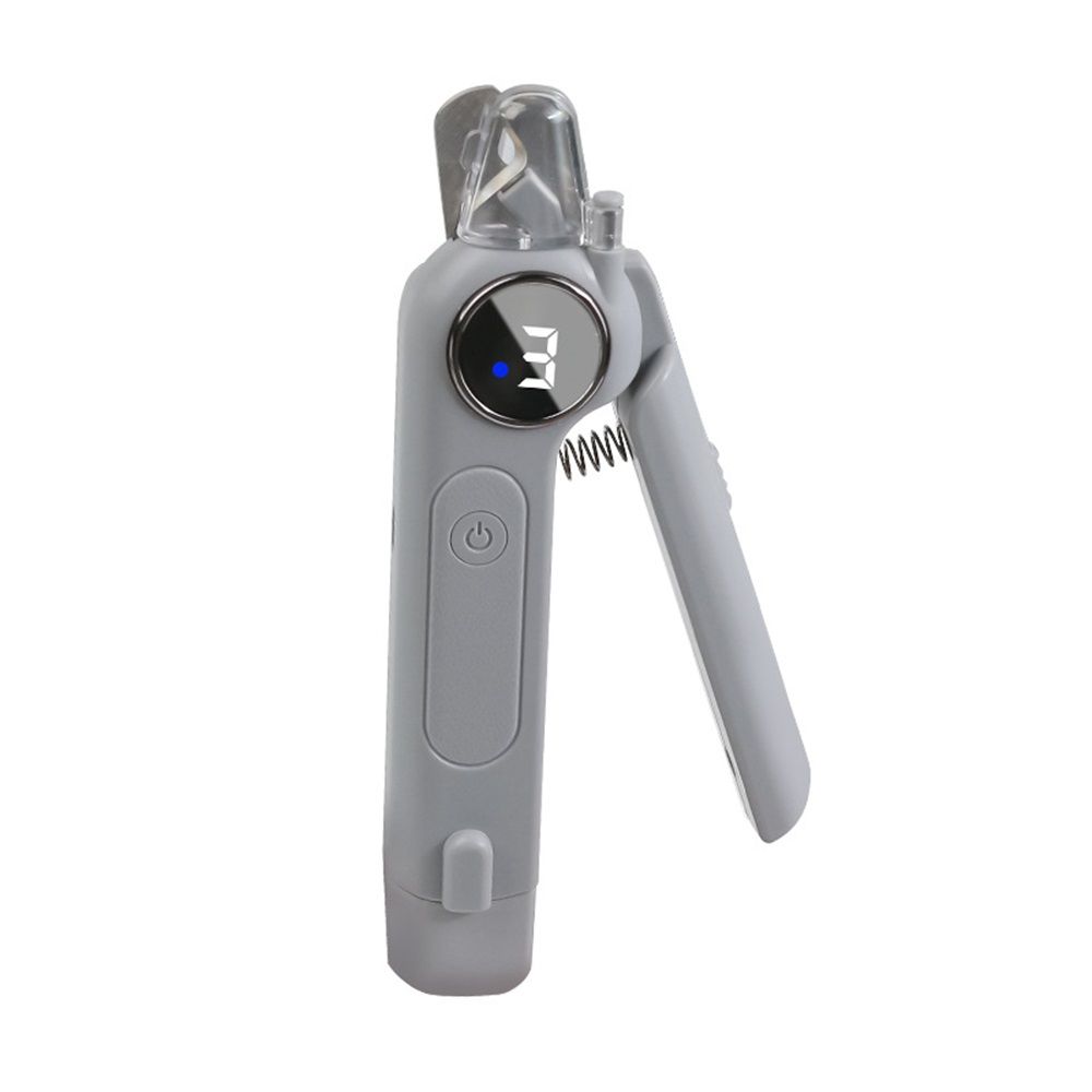 2-in-1 Dog Nail Clippers & Grinder with Light, Quiet Electric Pet Nail Trimmer for Large Medium Small Dogs & Cats, Rechargeable, Splash Guard & Safety Lock, Painless Grooming Tool (Grey)