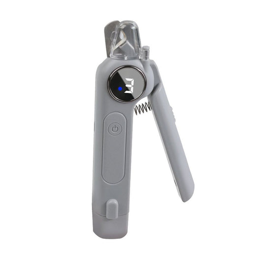 2-in-1 Dog Nail Clippers & Grinder with Light, Quiet Electric Pet Nail Trimmer for Large Medium Small Dogs & Cats, Rechargeable, Splash Guard & Safety Lock, Painless Grooming Tool (Grey)