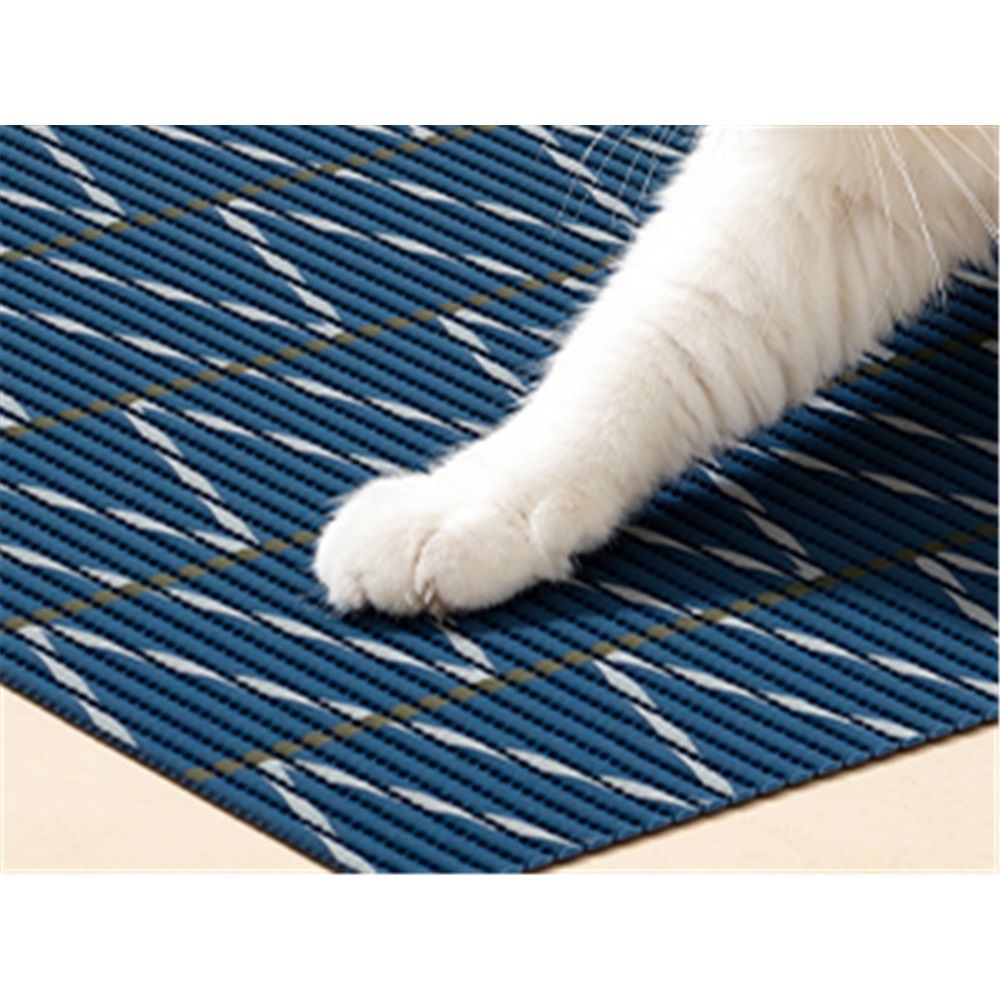 Cat Litter Mat, 103CM*64CM Trimable & Soft Foam Pad, Leak-Proof & Non-Slip Bottom, Reusable （Blue background with white stripes）