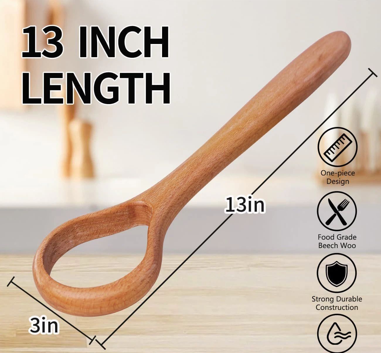13Inch Wooden  Dough Whisk Sourdough Whisk Dough Mixer Bread Whisking Tool for Mixing Sourdough Bread Baking Supplies for Pastries, Egg, Pizza(2 Pcs)