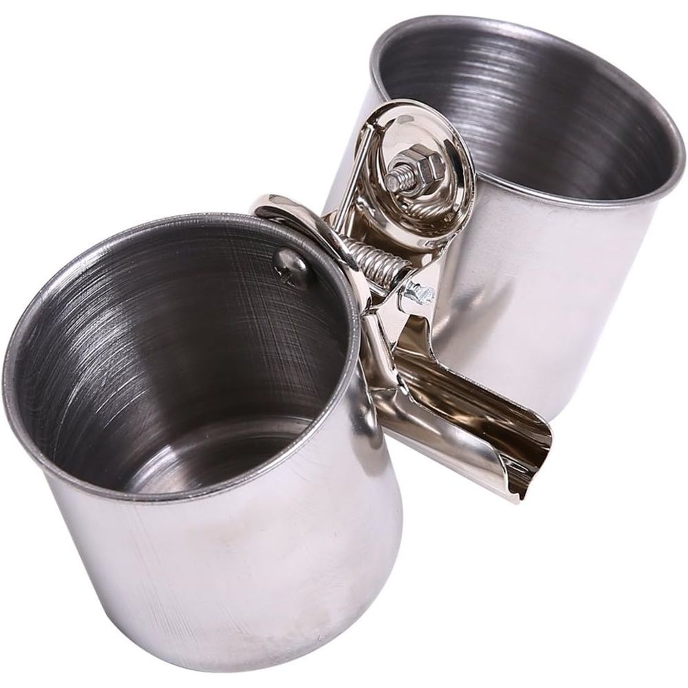Bird Water Feeder Dishes Bird Bowl for Cage Coop Cups Parrot Food Hanging Pet Animal Stainless Steel Birdcage Bowls Feeding Perches Play Stand with Clamp