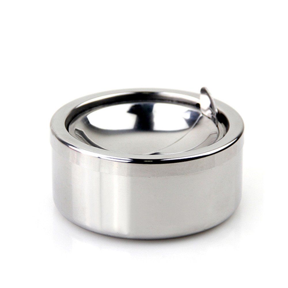 2pcs Silver Metal Ashtray with a Lid for Cigarettes - Windproof Outdoor Ashtrays Can Patio Outdoor Indoor Decorative Fancy Ash Tray