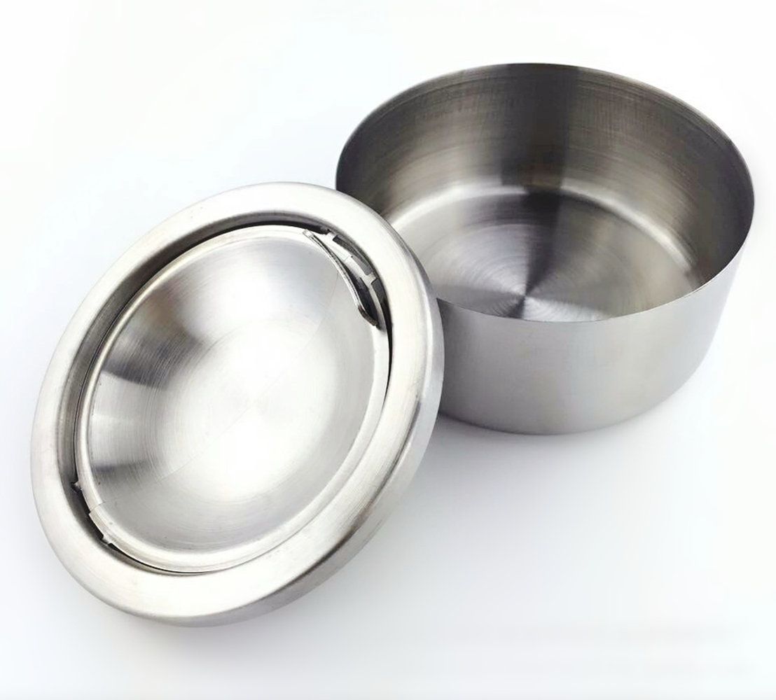 2pcs Silver Metal Ashtray with a Lid for Cigarettes - Windproof Outdoor Ashtrays Can Patio Outdoor Indoor Decorative Fancy Ash Tray