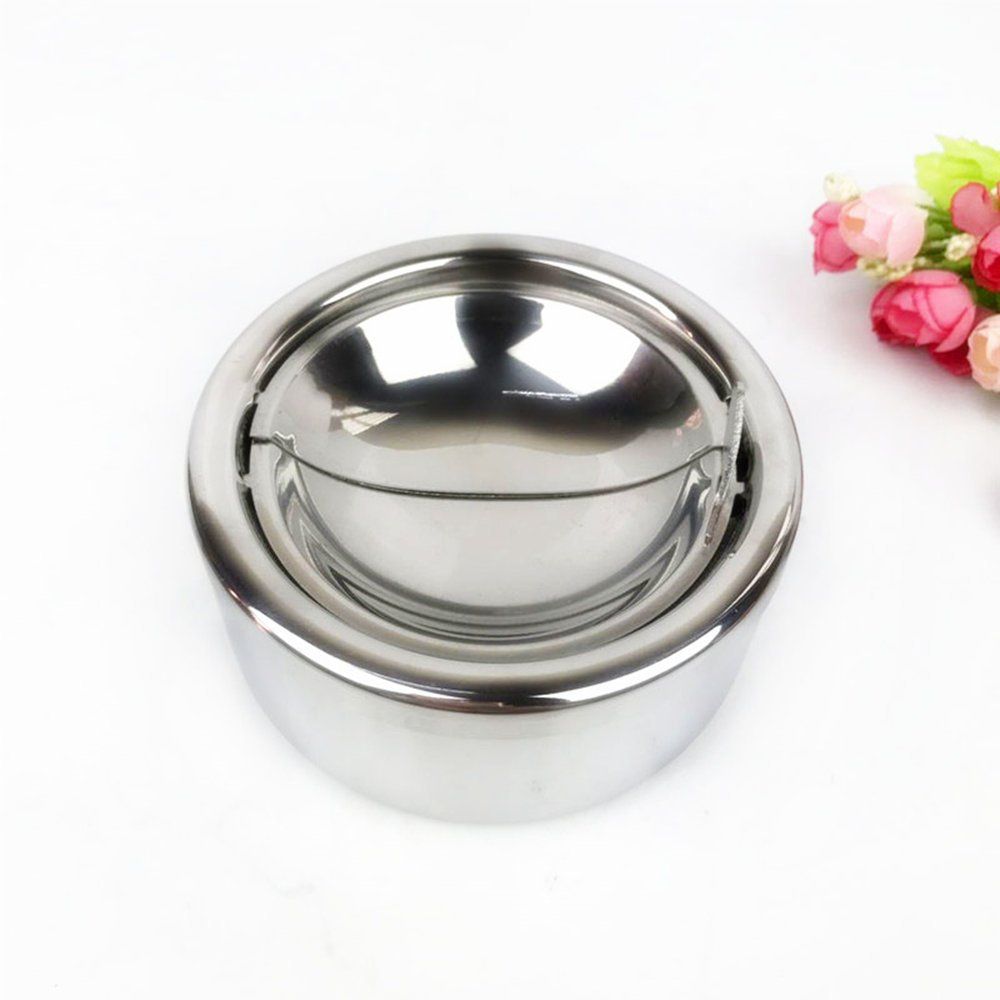 2pcs Silver Metal Ashtray with a Lid for Cigarettes - Windproof Outdoor Ashtrays Can Patio Outdoor Indoor Decorative Fancy Ash Tray
