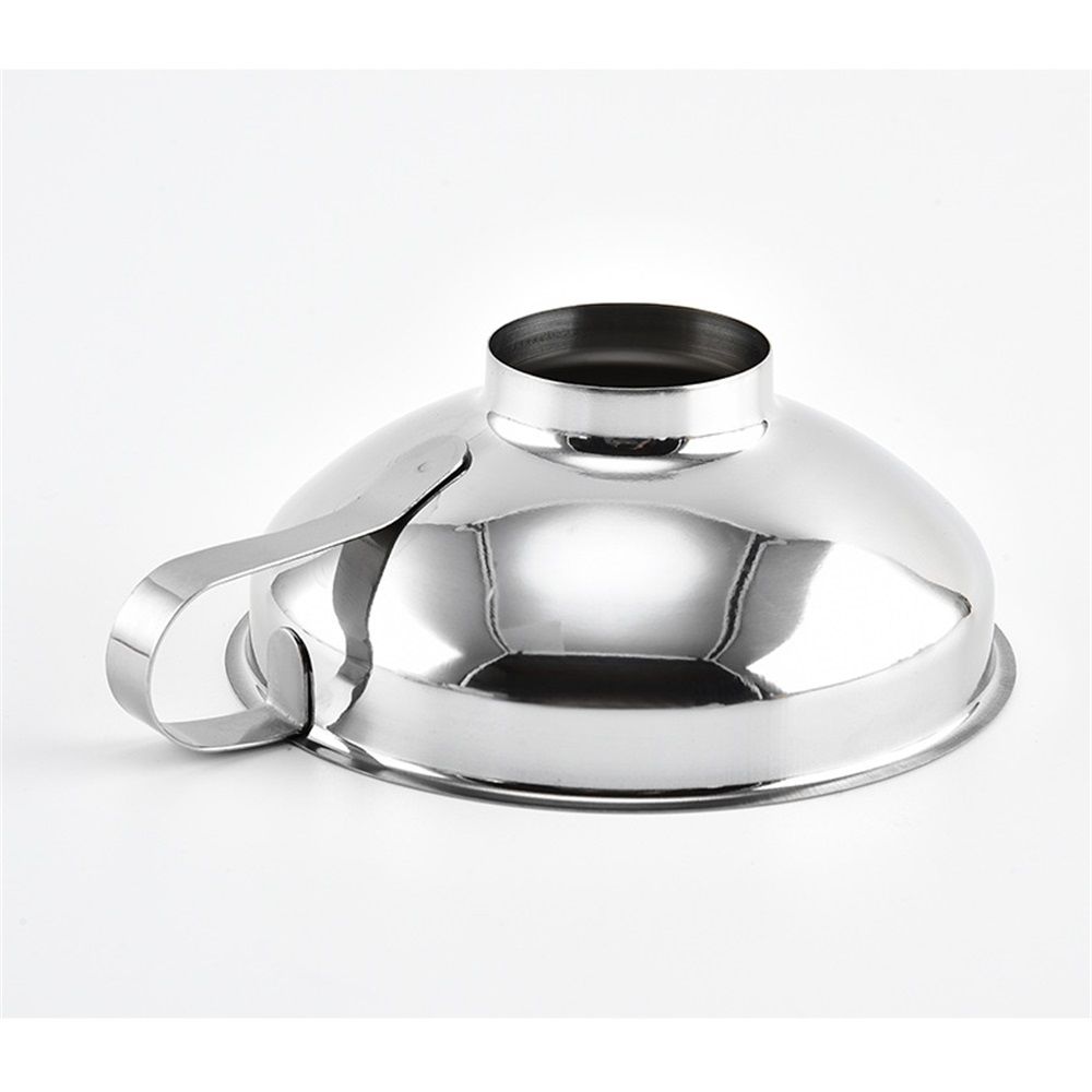 Stainless Steel Wide Mouth Funnel Rust Resistant Canning Funnel Kitchen Cooking Jars Funnel with Handle for Liquids and Solids (small size)