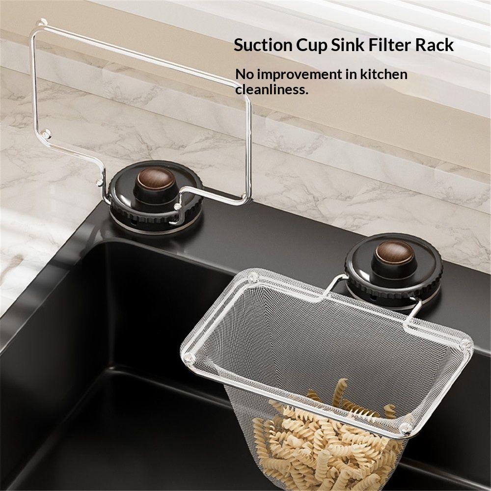 Kitchen Sink Strainer with Filter Mesh Bag, Suction Cup Food Waste Filter Basket, Foldable Washing Vegetables and Fruits Drying Bag Holder (Black Sink Strainer2pcs +100pcs Mesh Bag)