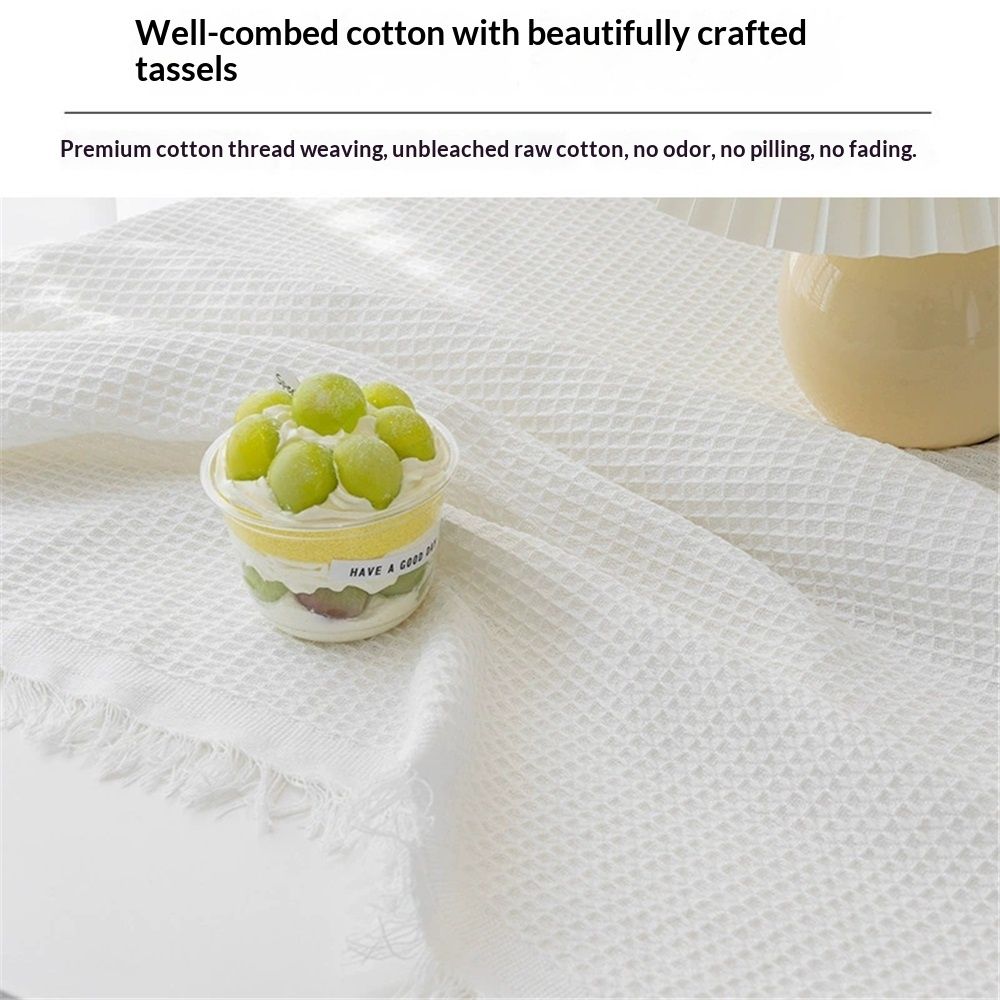 White Table Cloth Rectangle 90*90cm, Cotton Linen White Tablecloth for Rectangle Tables, Washable Farmhouse Soft Boho Tablecloth for Party, Holiday, Picnic, Dining, Outdoor, Wedding
