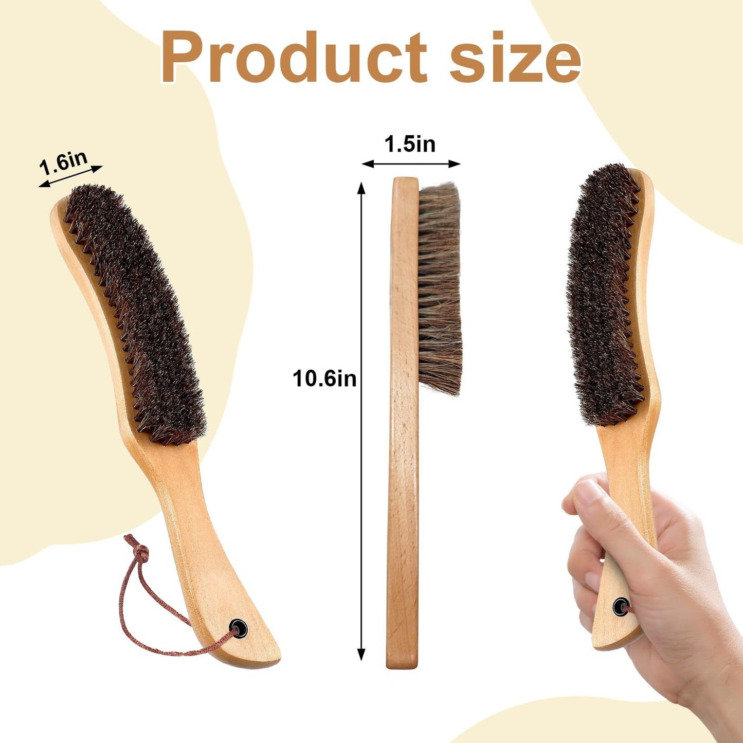 2pcs Hat Brush - Clean Western Cowboy Hat,  Hat & Baseball Cap, Horsehair Bristle Garment Brush Remove Cat Hair Dust for Suits, Suede, Cashmere,