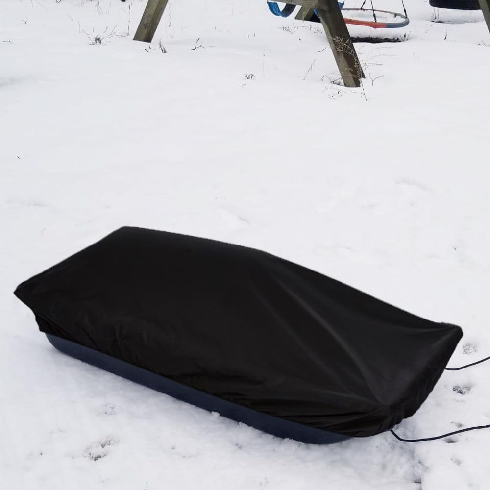 Oxford Cloth Ice Fishing Jet Sled Cover Ice Fishing Gear Accessories Waterproof Sun-Protection Sled Travel Cover for Outdoor Activities Winter Camping Hunting（420D：110*54*21cm black）