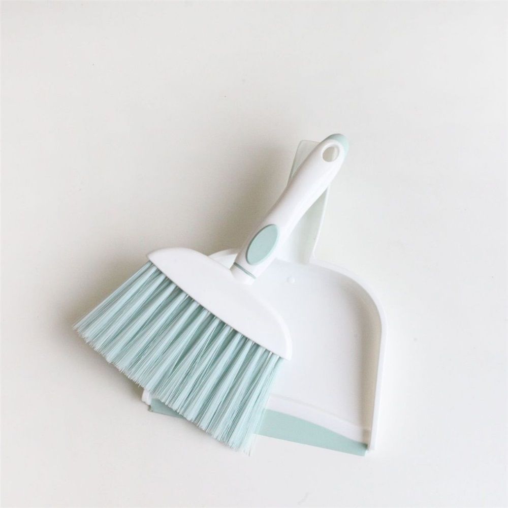 2pcs Mini Broom and Dustpan Set-Mini Set for Desk, Housekeeping, Office, Kitchen, Pet Nest, etc.,Daily Cleaning Necessity Plastic Mini Dustpan Set (Glacier Blue)