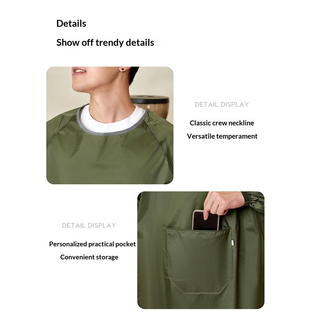 Waterproof Apron Sleeves,Black work shop Aprons for Lab Work, Water Proof Aprons Neckline Edging Design Elastic Cuffs Workwear with Pockets（black）