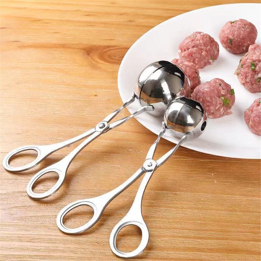 2 pack Meat Maker Tools Dough Meatball Scoop Non Stick Stainless Steel for Rice Meat Cookie Making（1 big and 1 small）