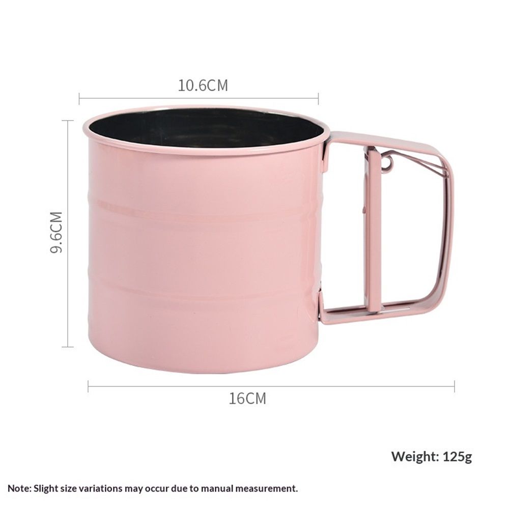 2 pack Flour sieve stainless steel material manufacturing,Coffee Sieve Cup,Semi Automatic Sifter for Baking | Fine Mesh Pastry Sieve Cup（Pink）