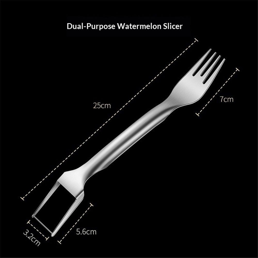 2 pack 2 in 1 Watermelon Fork Slicer Cutter,Stainless Steel Watermelon Cutter,Dual Head Slicer and Fork Fruit Cutting Tool for Family Picnics, Fruit Salad