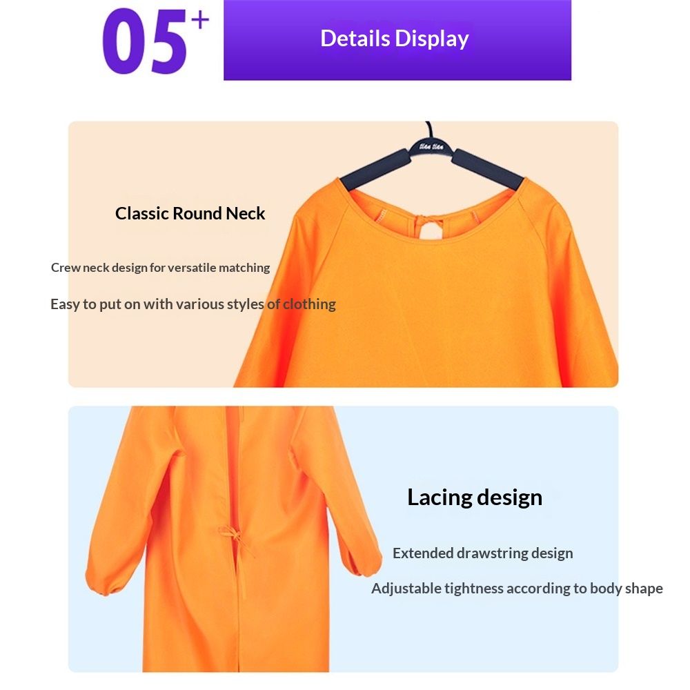Solid Color Kitchen Apron with Pockets,Unisex Long Sleeves Waterproof Apron for Cooking Baking Cleaning Work（orange）