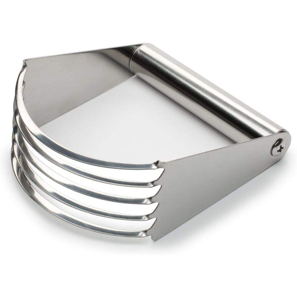 Dough Blender, Stainless Steel,Top Professional Pastry Cutter with Heavy Duty Blades, Medium Size, silvery