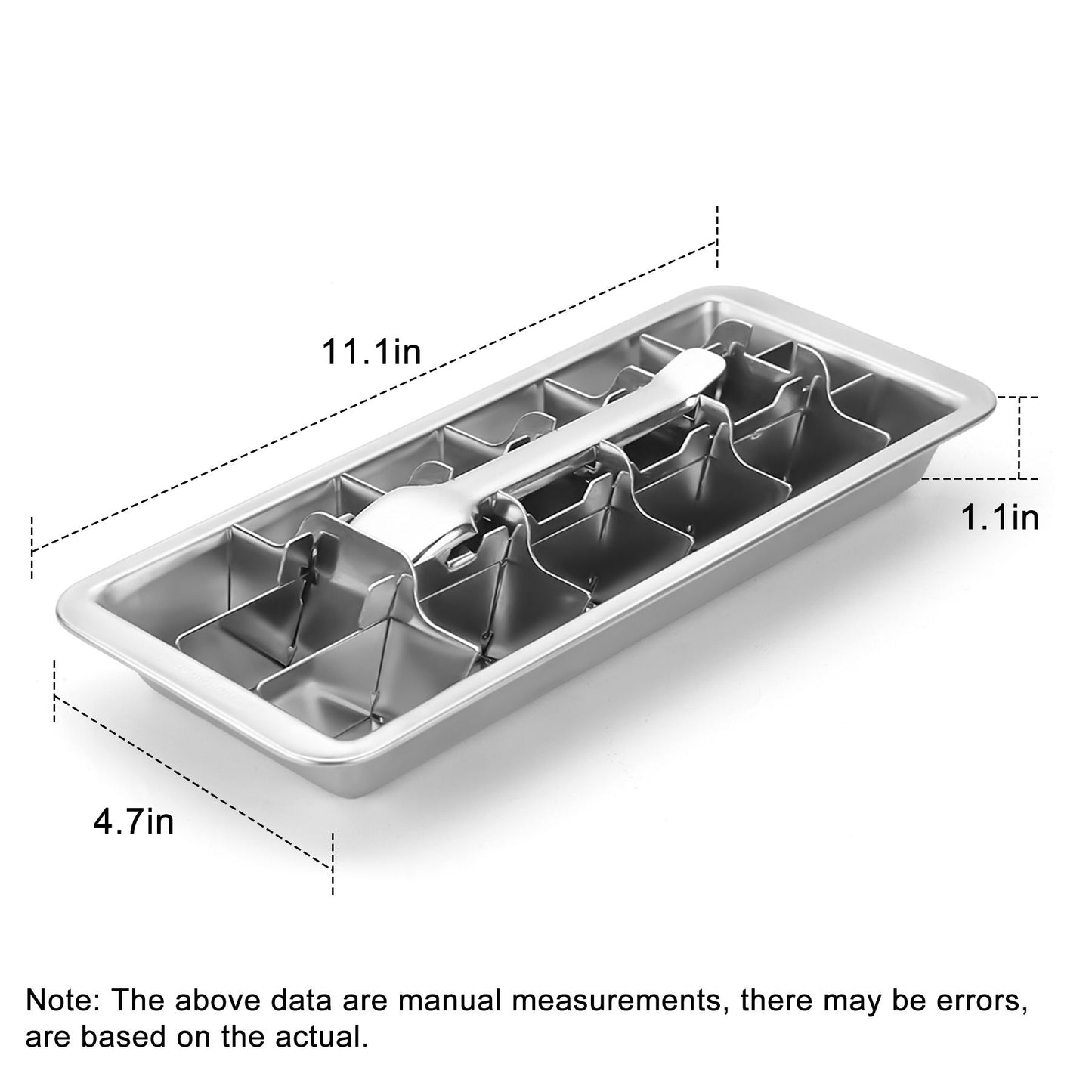 Stainless Steel Ice Cube Tray with 18 Slots, Metal Ice Cube Maker with Removable Trays, Easy Release Handle & Level, Dishwasher Safe for Bars, Kitchens & Frozen Foods
