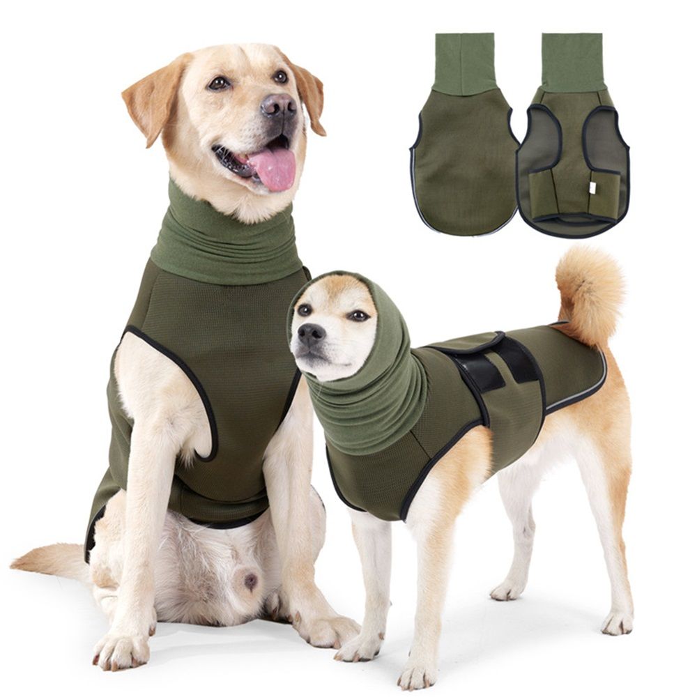 Dog Anxiety Jacket, Dog Shirt with Turtleneck, Breathable Calming Vest, Indoor and Outdoor Separated Pet Jacket (outdoor Green, Small)