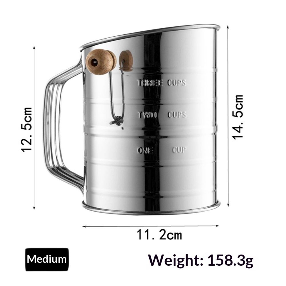 Flour Sifter for Baking, Stainless Steel Flour Sieve Fine Mesh Screen Powder Sifters with Loop Agitator for Quick Sifting, Hand Crank Sifter for Cooking Baking Kitchen Sugar Utensil DIY