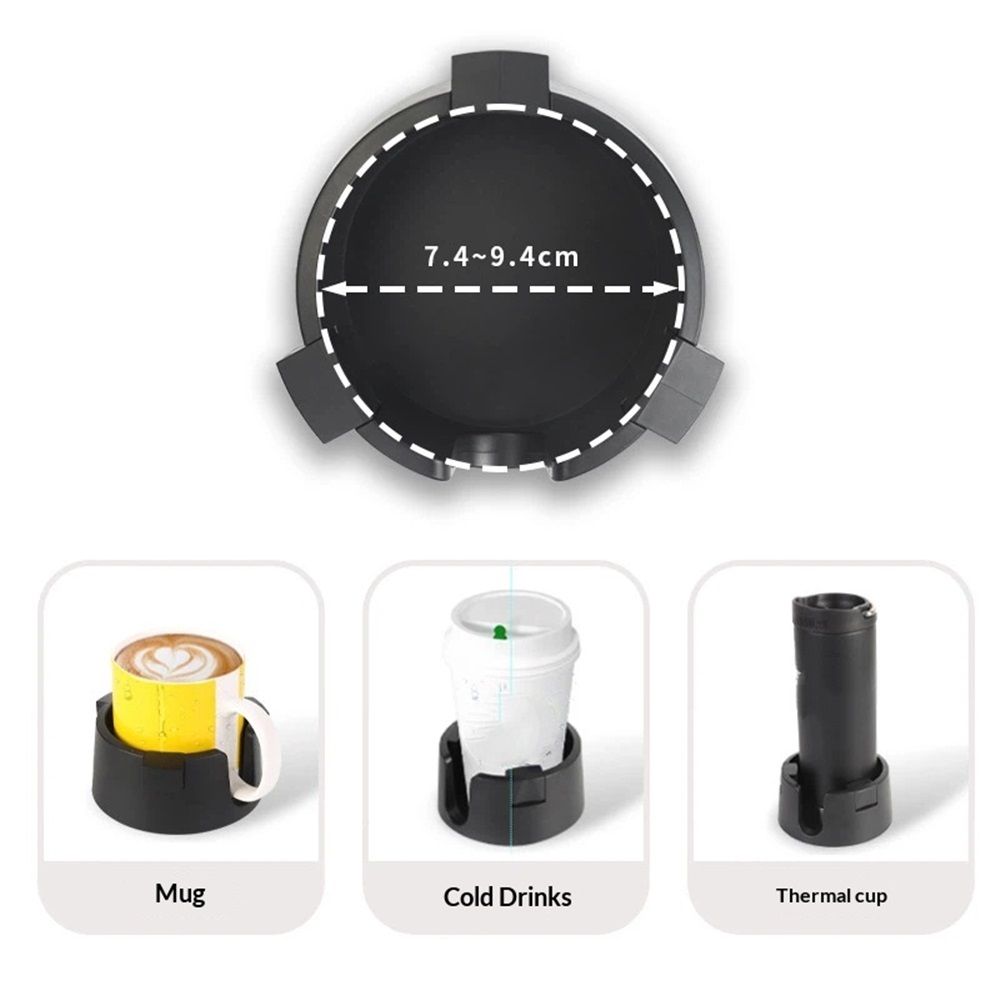 Horizontal Mounting Cup Holder, Adjustable Anti-Spill Cup Holder, Suitable for Tractor Lawn Mower Forklift Treadmill, Fits Mugs Cans Glass Bottles Thermos (Black)