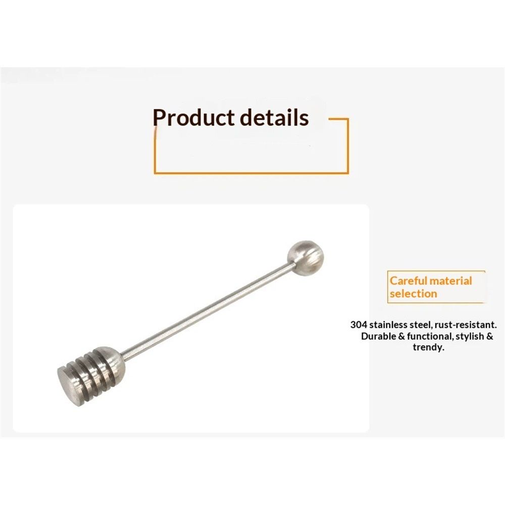 6.4 Inch Honey Dippers Stick, 2pcs Removable Syrup Dippers Stick, 304 Stainless Steel Honeycomb Stick Spoon Stirrer Server for Honey Pot Jar Containers, Silver + Gold