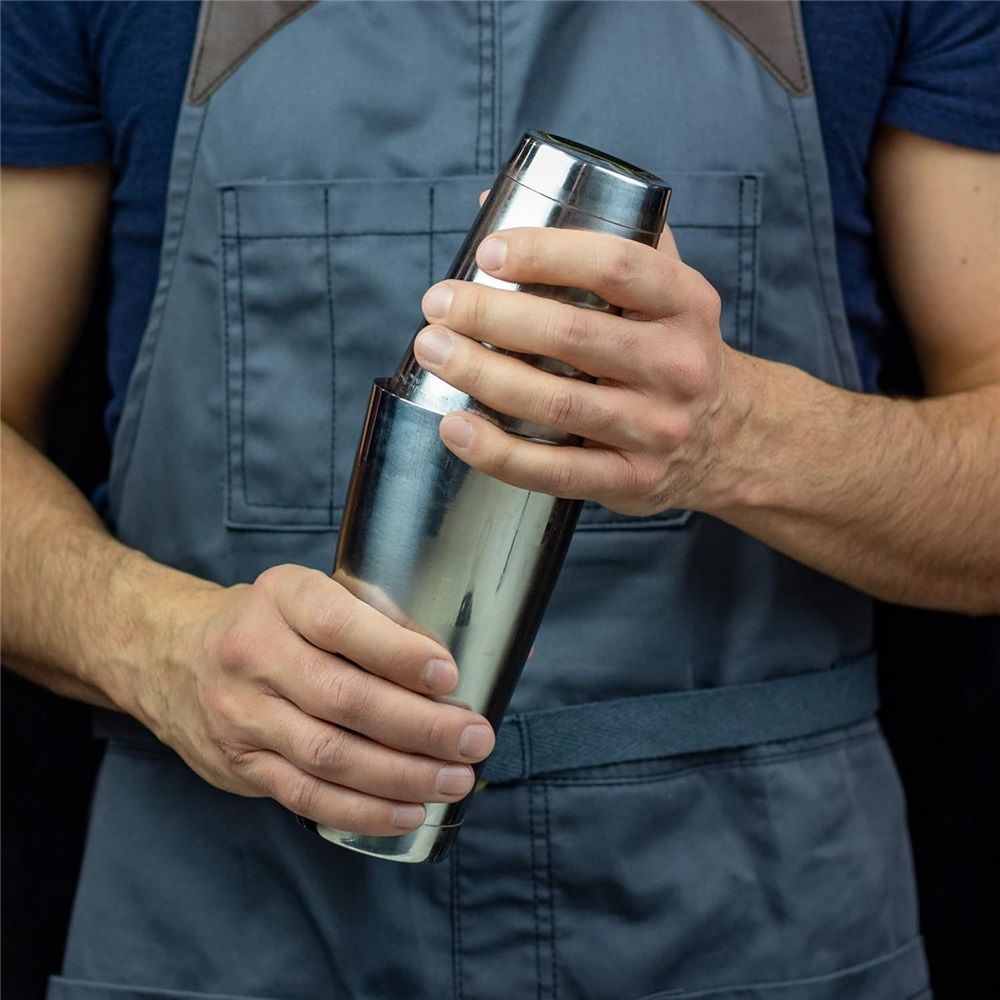 Shaker Cocktail Tin, Set (21 oz and 28 oz), Stainless Steel,Two Piece Shaker Cup Drink Mixer for Bartender – Silver Bar Tools Weighted Shaking Tin