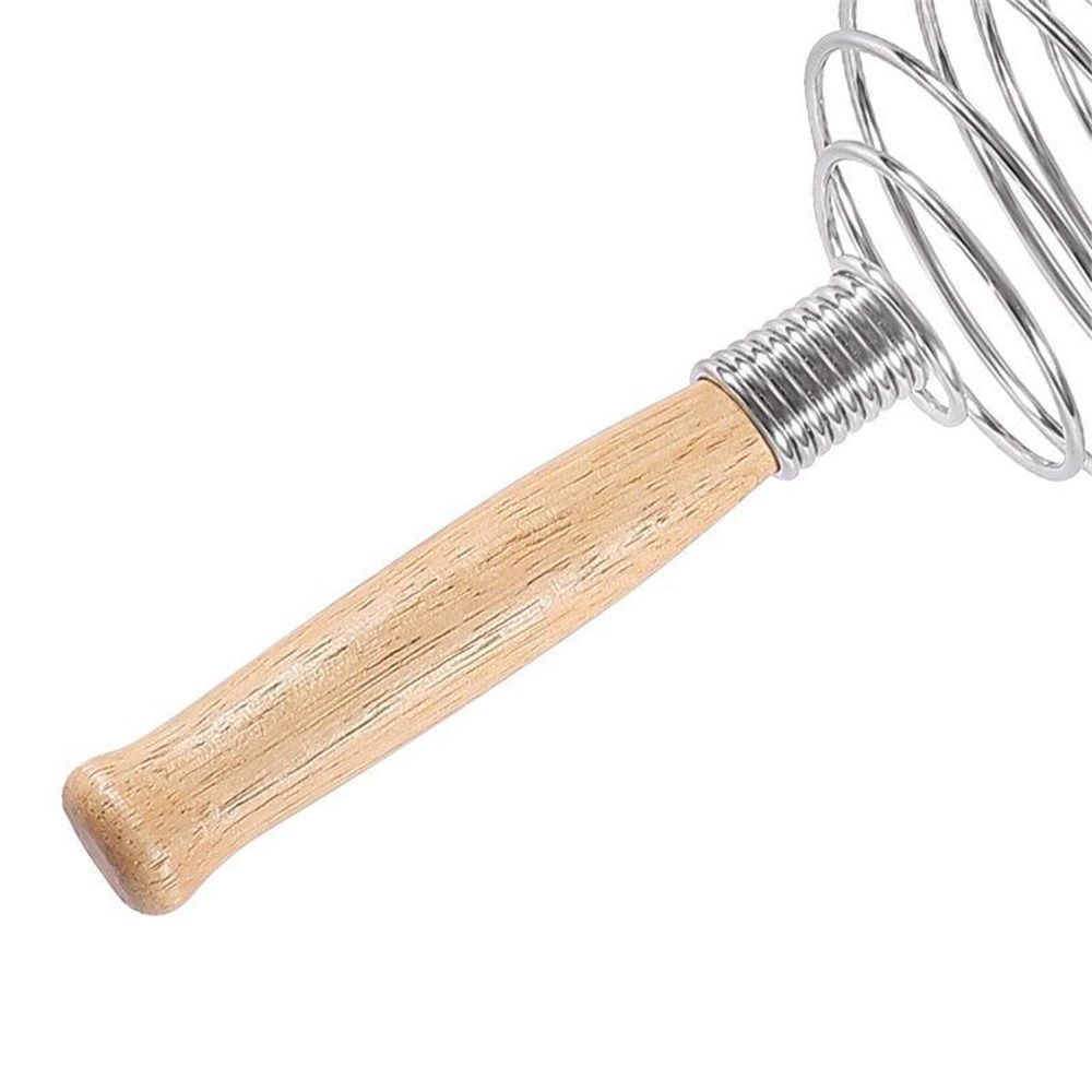 2 pack stainless steel Egg Whisk - Whisks Easy Whipper - Stainless Steel Coil - Whip with Wooden Long Handle Hand-held Butter